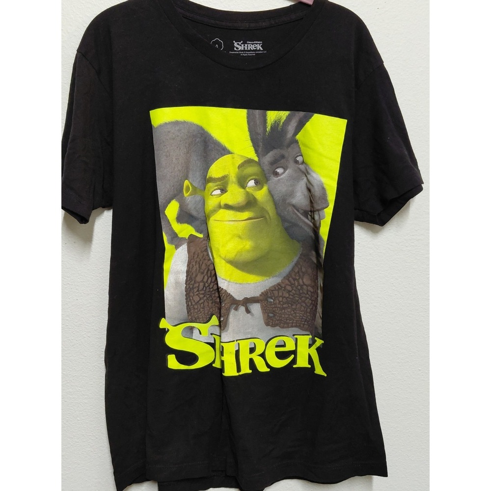 Shrek Donkey Graphic T-Shirt Adult Large Black DreamWorks Movie Tee